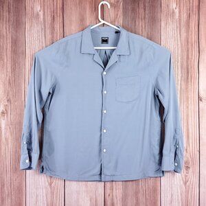 Todd Snyder Mens Size XL Slim Fit Rayon Hollywood Button Up Shirt Steel Blue
